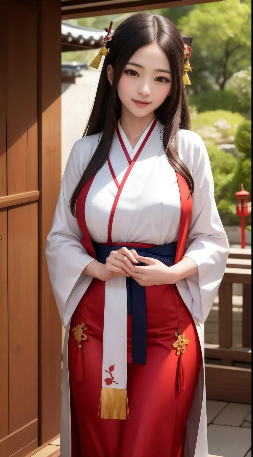 神社で奉仕活動している巫女さんの巨乳おっぱい9