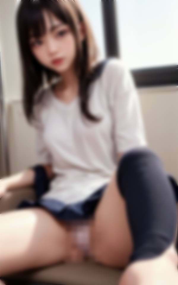 貧乳制服女子 通学電車で露出2