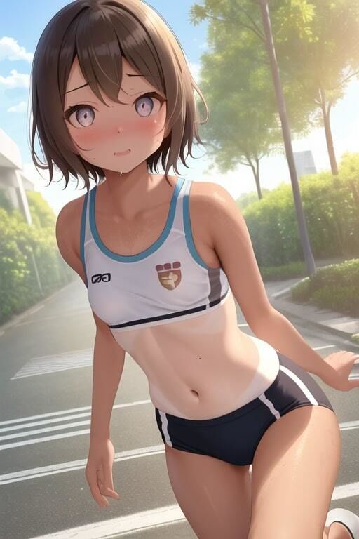 雨濡れ陸上女子2