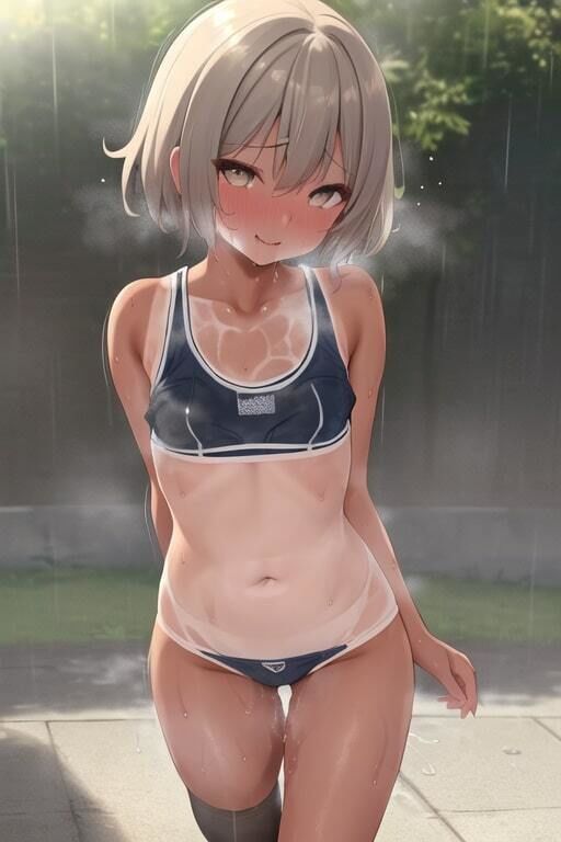 雨濡れ陸上女子6