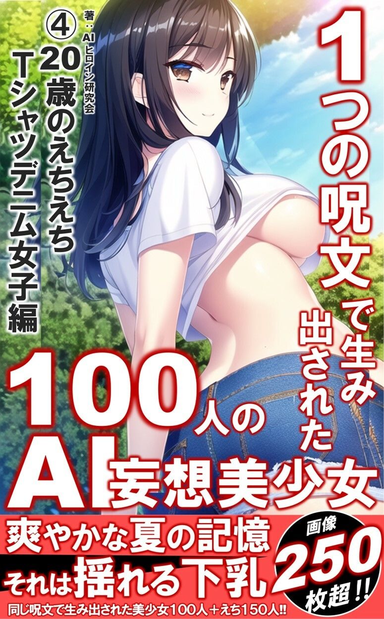 1つの呪文で生み出された100人のAI妄想美少女-4【夏の記憶…えちえちTシャツデニム女子編】1