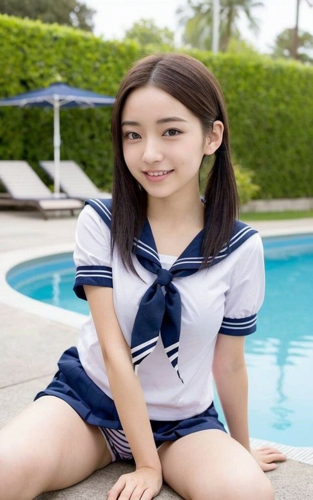 制服水着の美少女たち AIグラビア写真集 AI生成2