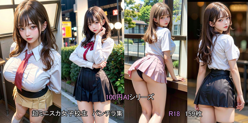 【100円AIシリーズ】超ミニスカ巨乳女子校生〜J〇パンチラ集3〜1