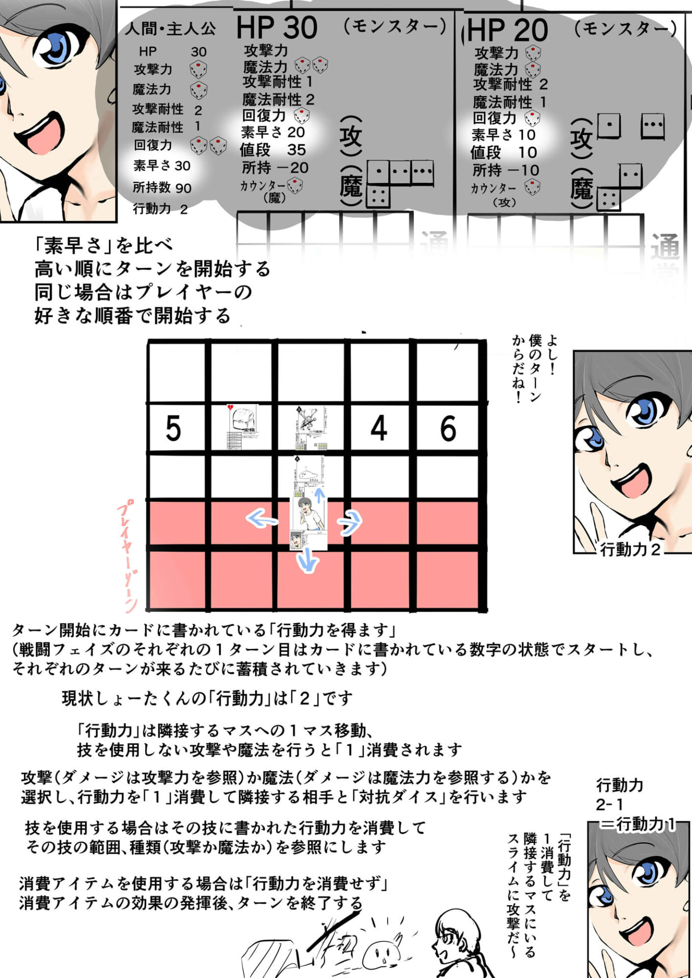 【無料】一人用ダンジョンRPG風アナログゲーム「ダンジョンもぐり」（プロトタイプ）6