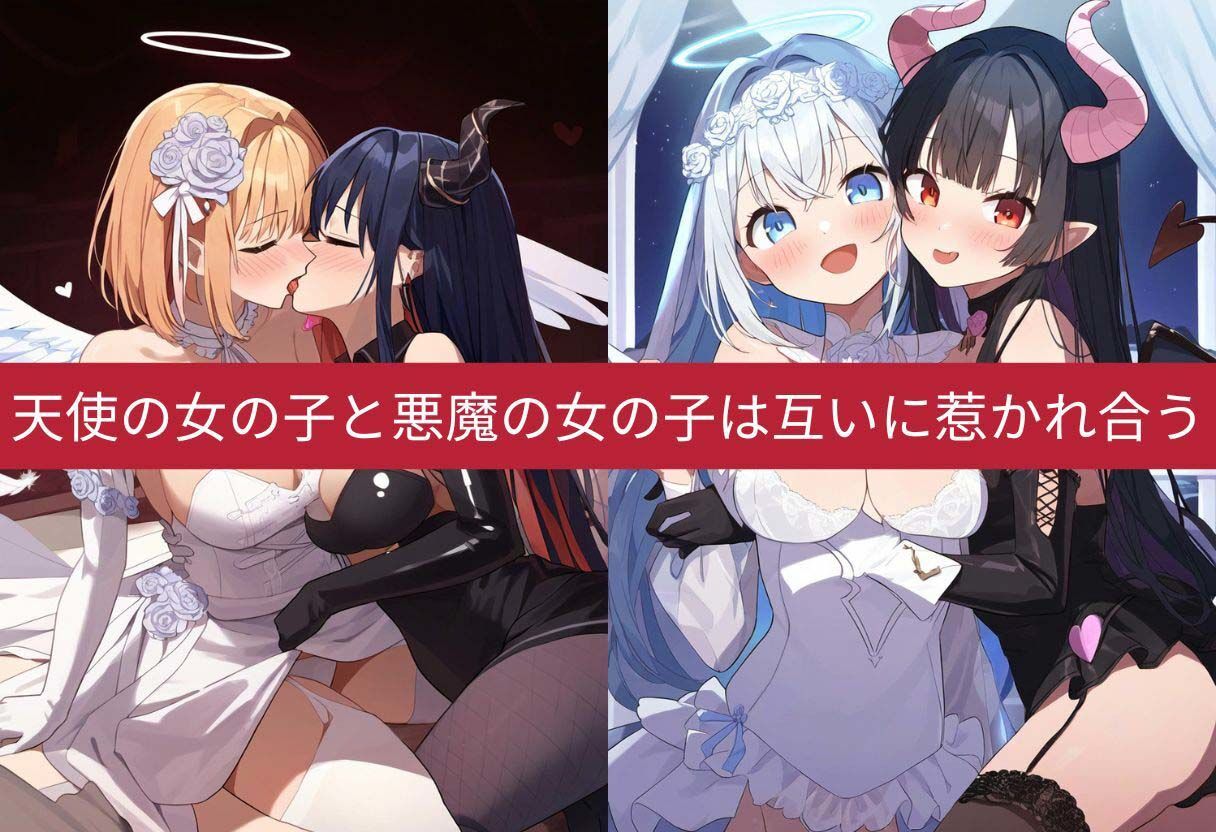 天使と悪魔の禁断の愛し合い交わってはイケナイ2人の秘密の関係｜百合イラスト500枚（ゆり・レズ・キス・セックス）2