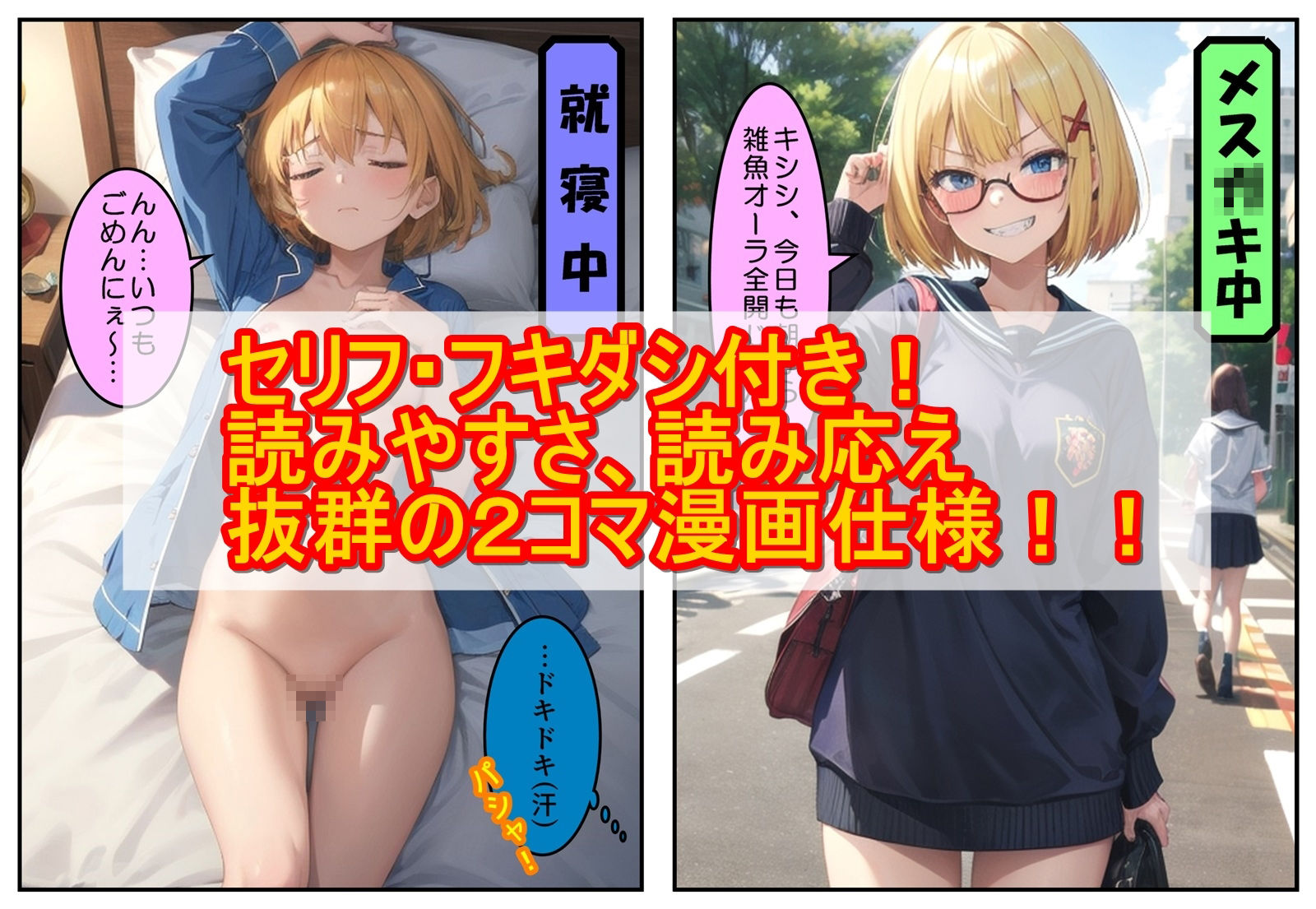 【2コマ漫画】どんなに生意気なメス〇キ女子でも寝ているときの寝顔は天使2