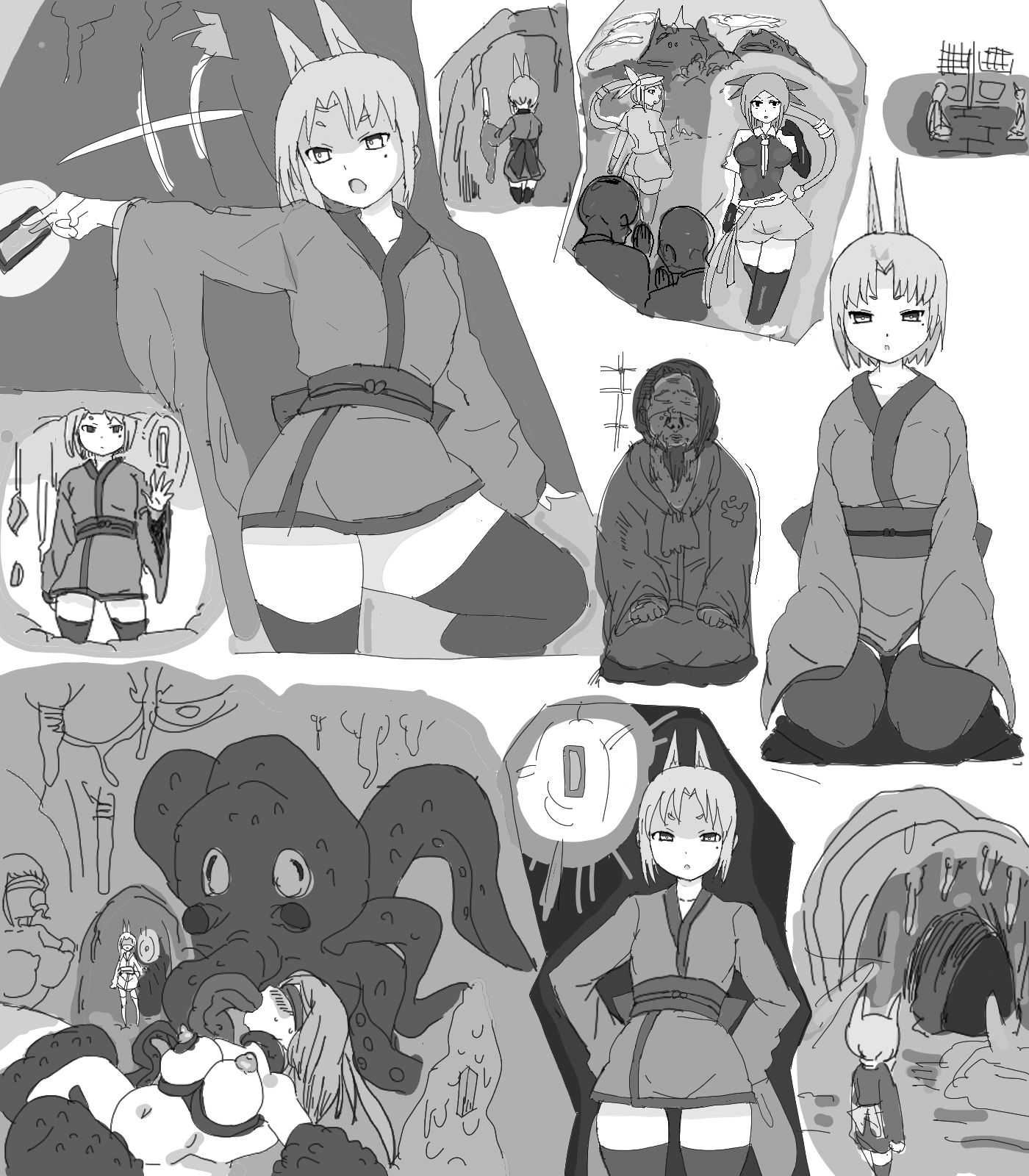 【狐娘退魔師、触手に絡めとられ開発される媚体！！連続アクメ快楽堕ち！】田舎の村の妖魔討伐依頼・・・1