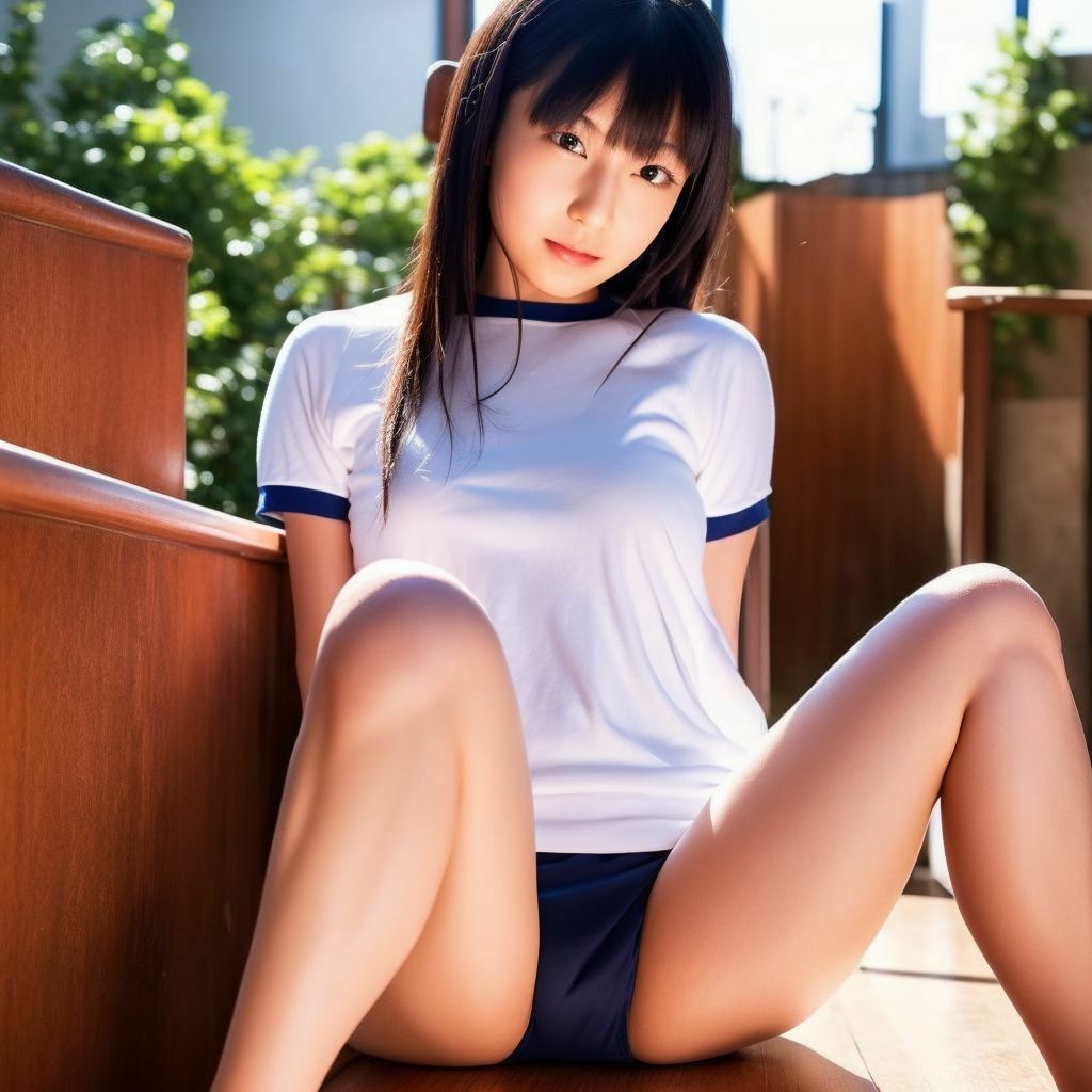 ブルマ美女写真集 紺ブルマ体操着姿の美少女画像10