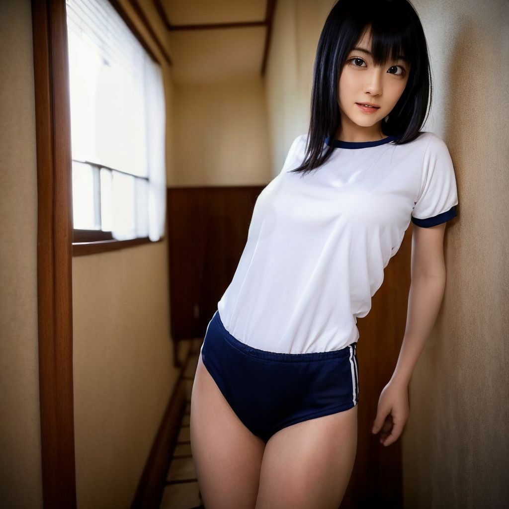 ブルマ美女写真集 紺ブルマ体操着姿の美少女画像5