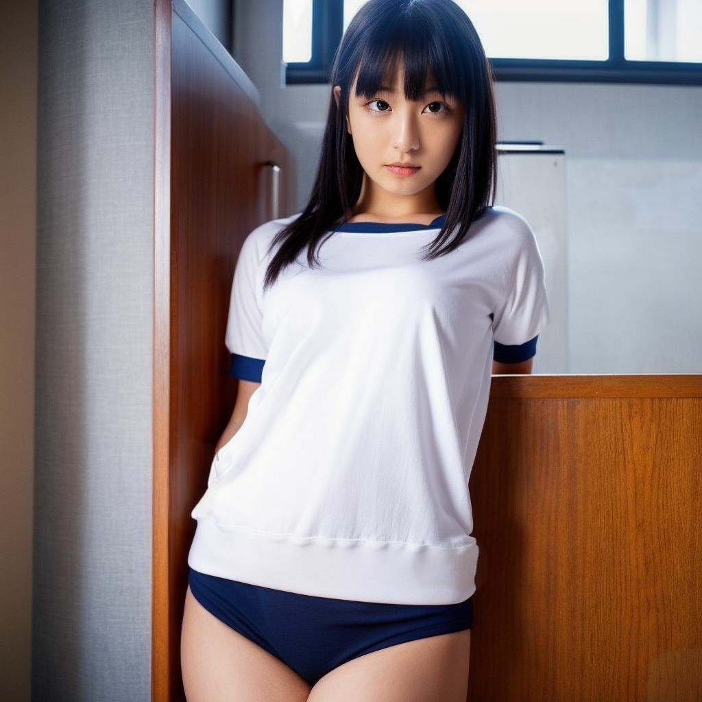 ブルマ美女写真集 紺ブルマ体操着姿の美少女画像6