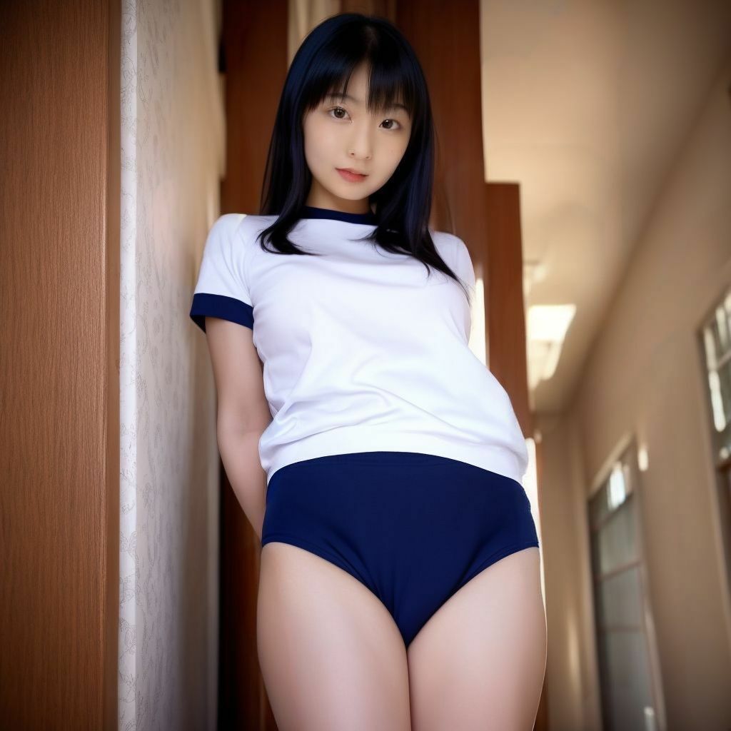 ブルマ美女写真集 紺ブルマ体操着姿の美少女画像9