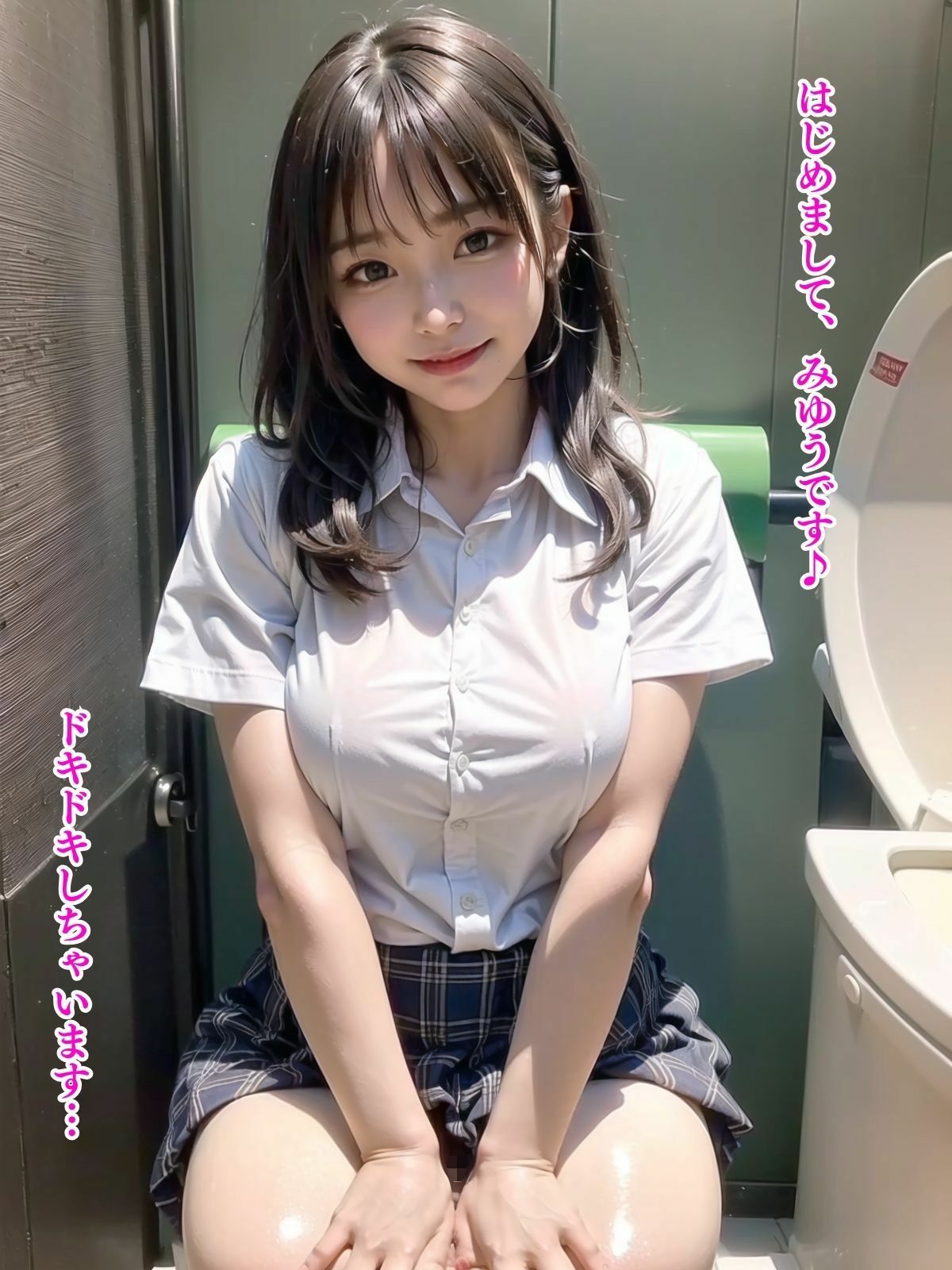 性処理専用の公衆トイレに集まる制服少女たち（セリフ付き！）1