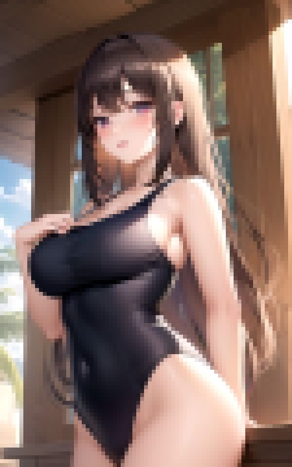 爆乳美女とスク水コス撮影5