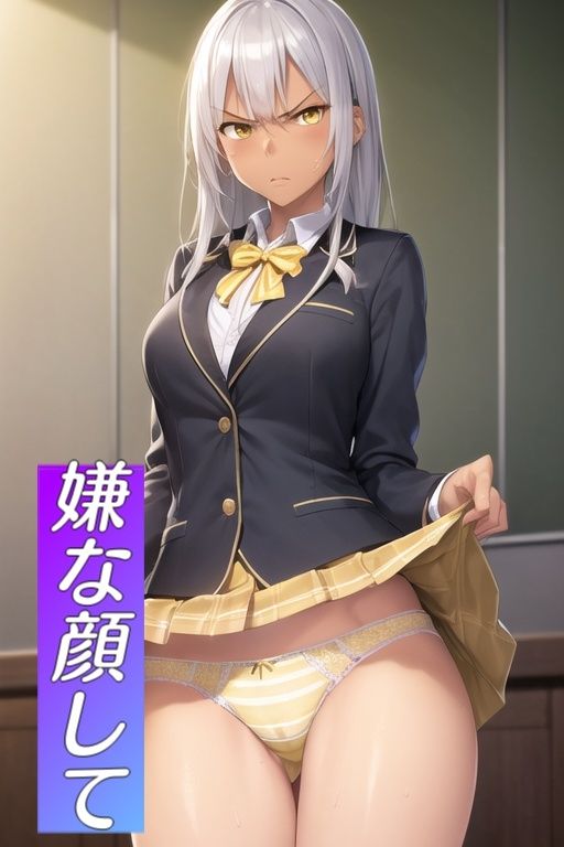 嫌な顔でスカートたくし上げてパンツ見せる娘〜ブレザー編〜2