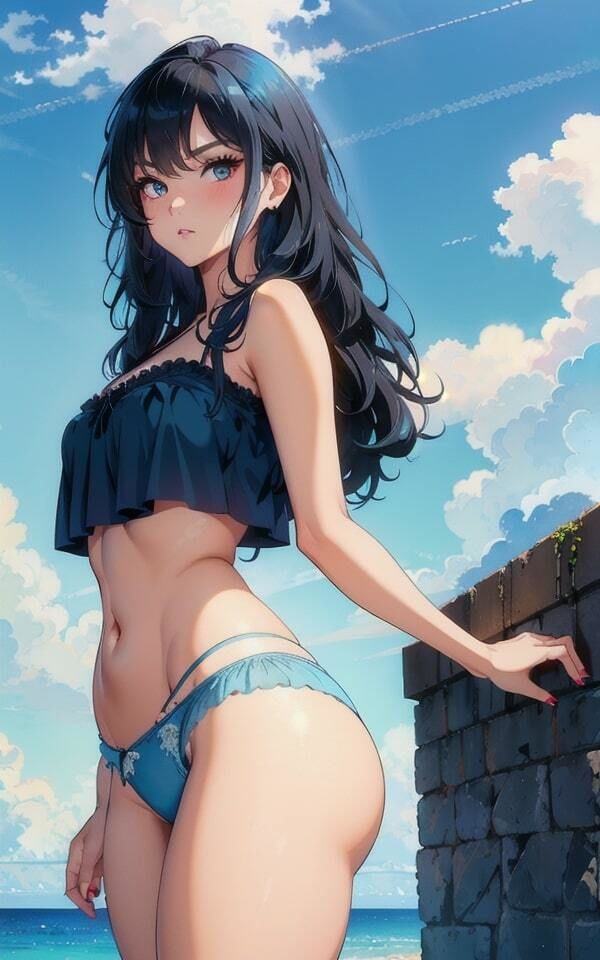 巨乳美女の水着撮影1