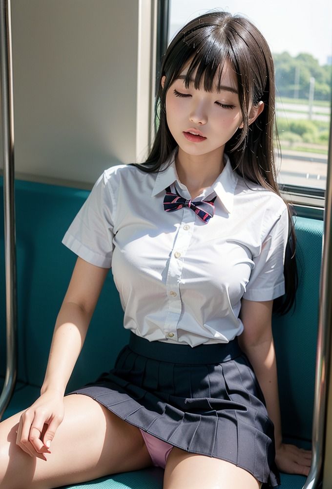 電車でパンチラする女子校生3