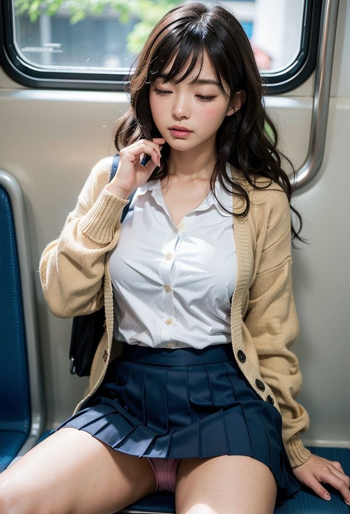 電車でパンチラする女子校生4