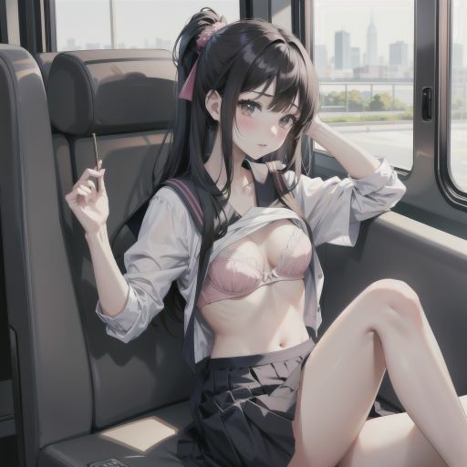 電車で制服美少女にブラちらお願い。美しい肢体にフル勃起6