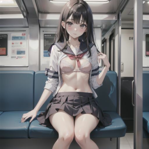 電車で制服美少女にブラちらお願い。美しい肢体にフル勃起8